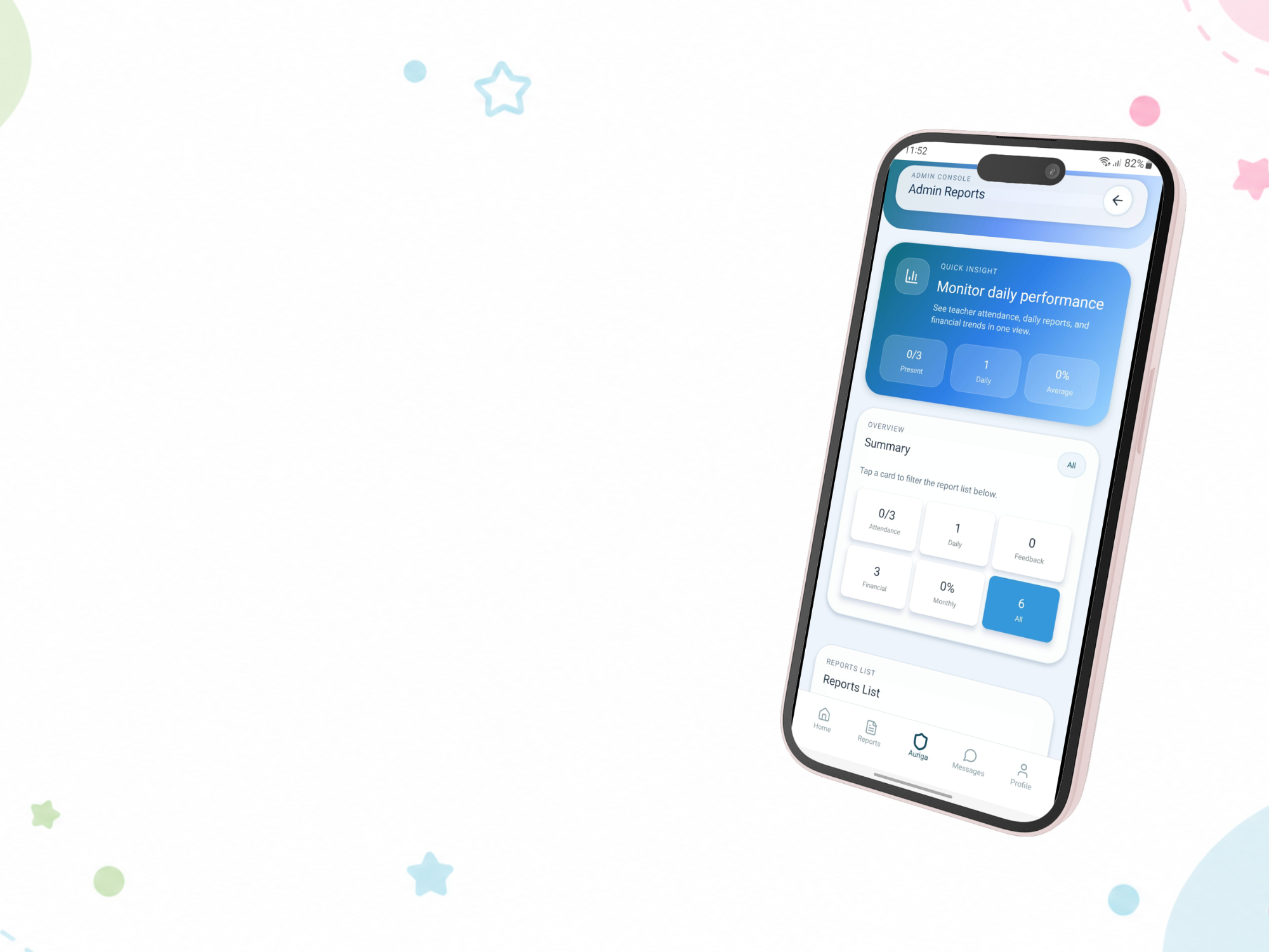 Beranda admin dengan quick actions untuk operasional sekolah